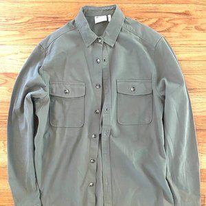 ASOS – Men's Cotton Khaki Button Down Shirt / Shacket (Olive Green)